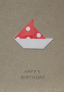Origami Boat Greeting Card - Happy Birthday Recycled Paper