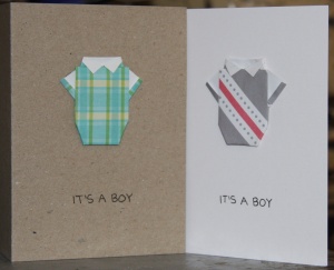 Origami Baby Onesie Greeting Card - It's A Boy White and Recycled
