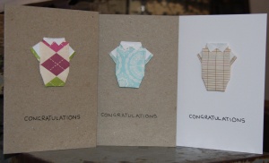Origami Baby Onesie Greeting Card - Congratulations White and Recycled