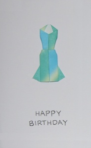 Origami Elegant Dress Greeting Card - Happy Birthday White Paper